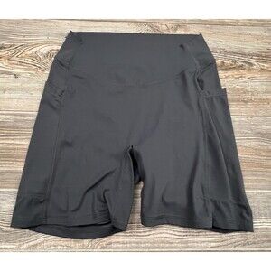 ENERBLOOM Bike Shorts Women's L Black Stretch Pockets Cycling Running Yoga Gym